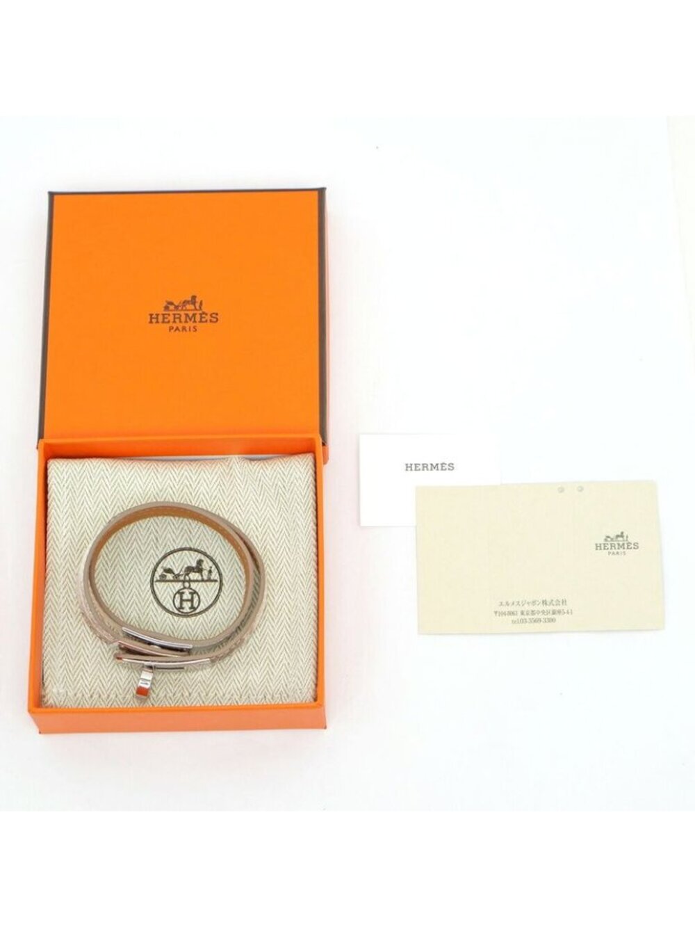 Hermes Leather Bracelet Kelly Double Tour Himalaya Silver Hardware - Picture 11 of 11